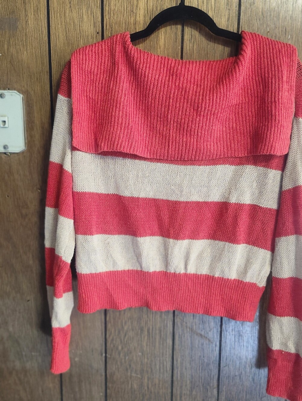 J.Crew Coral & Beige Striped Linen Cotton Hooded Sweater Size S Coastal Preppy • - Picture 5 of 5